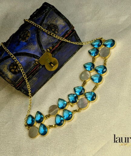 blue semi precious stone choker