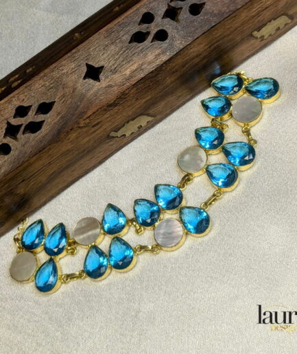 blue semi precious stone choker