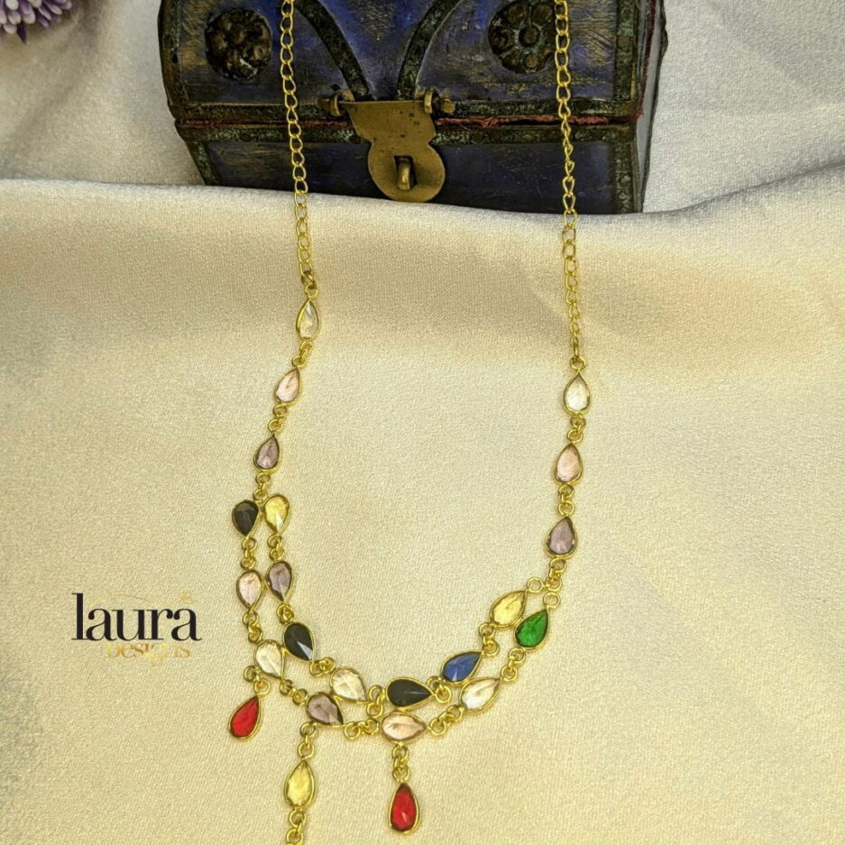 multicolour stone necklace