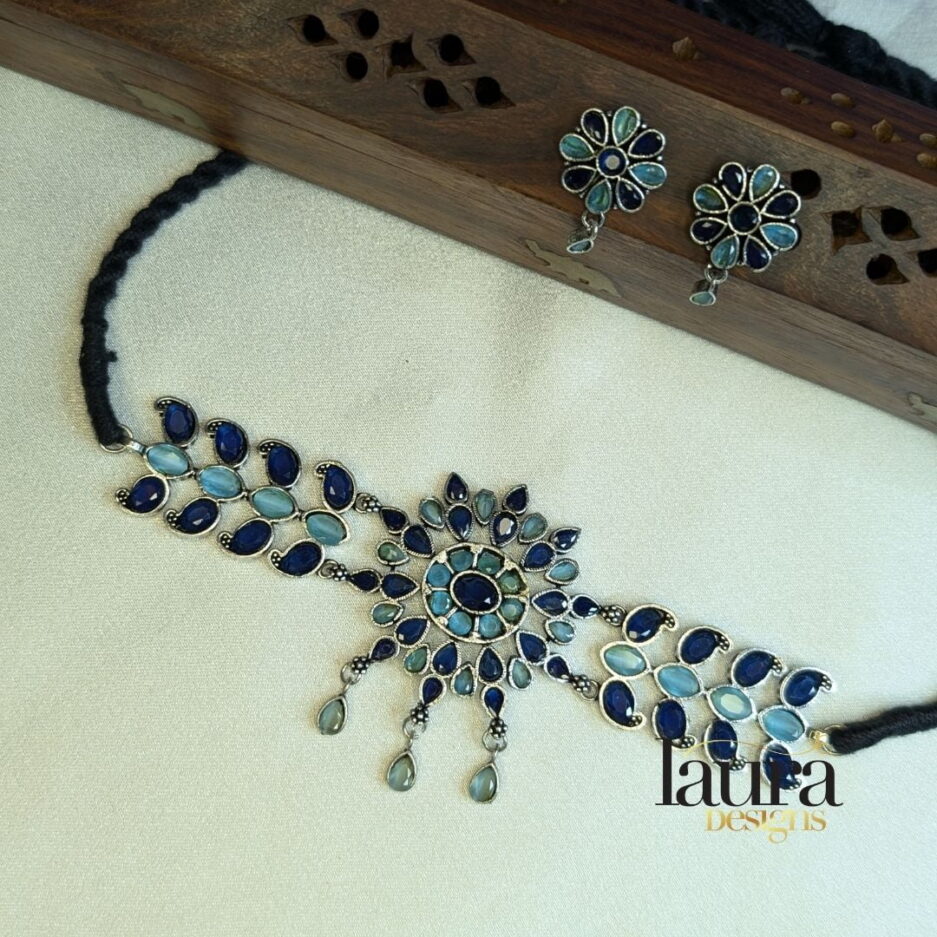 blue stone choker necklace