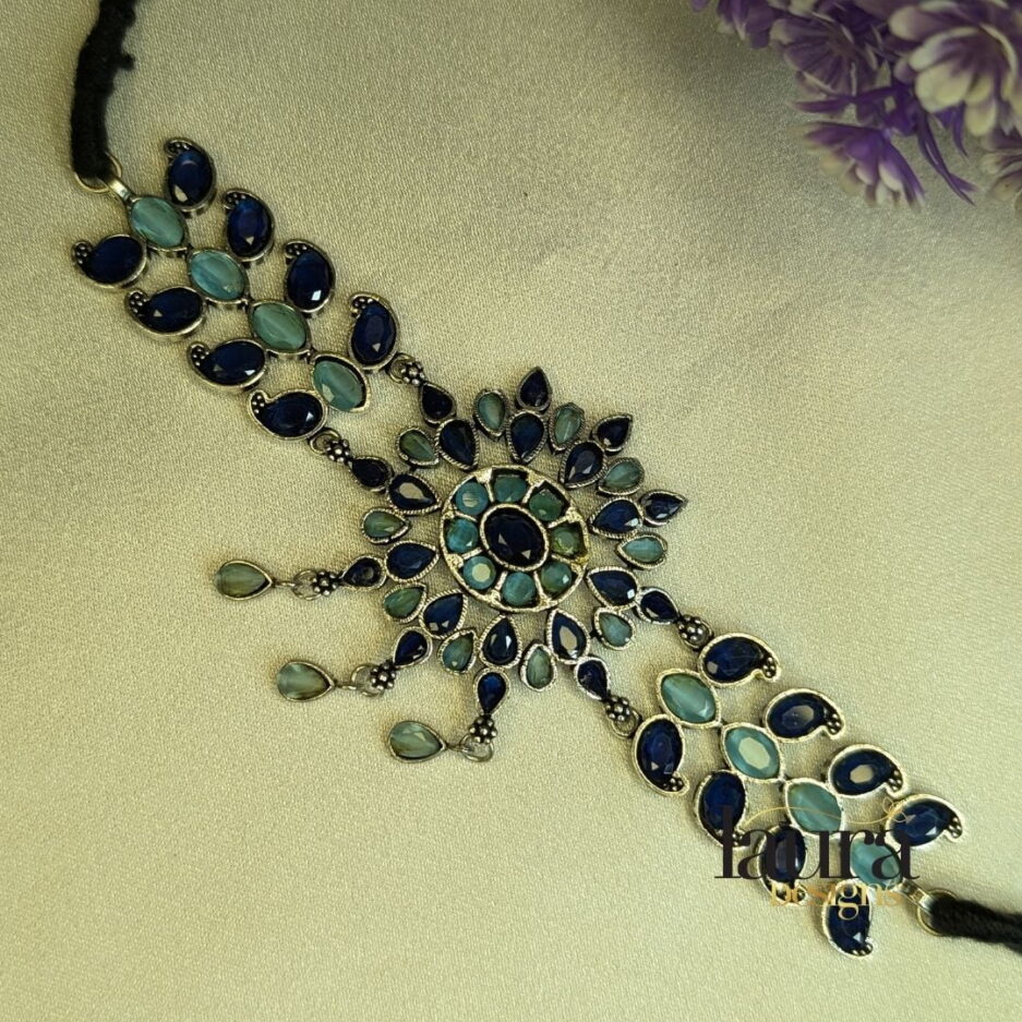 blue stone choker necklace