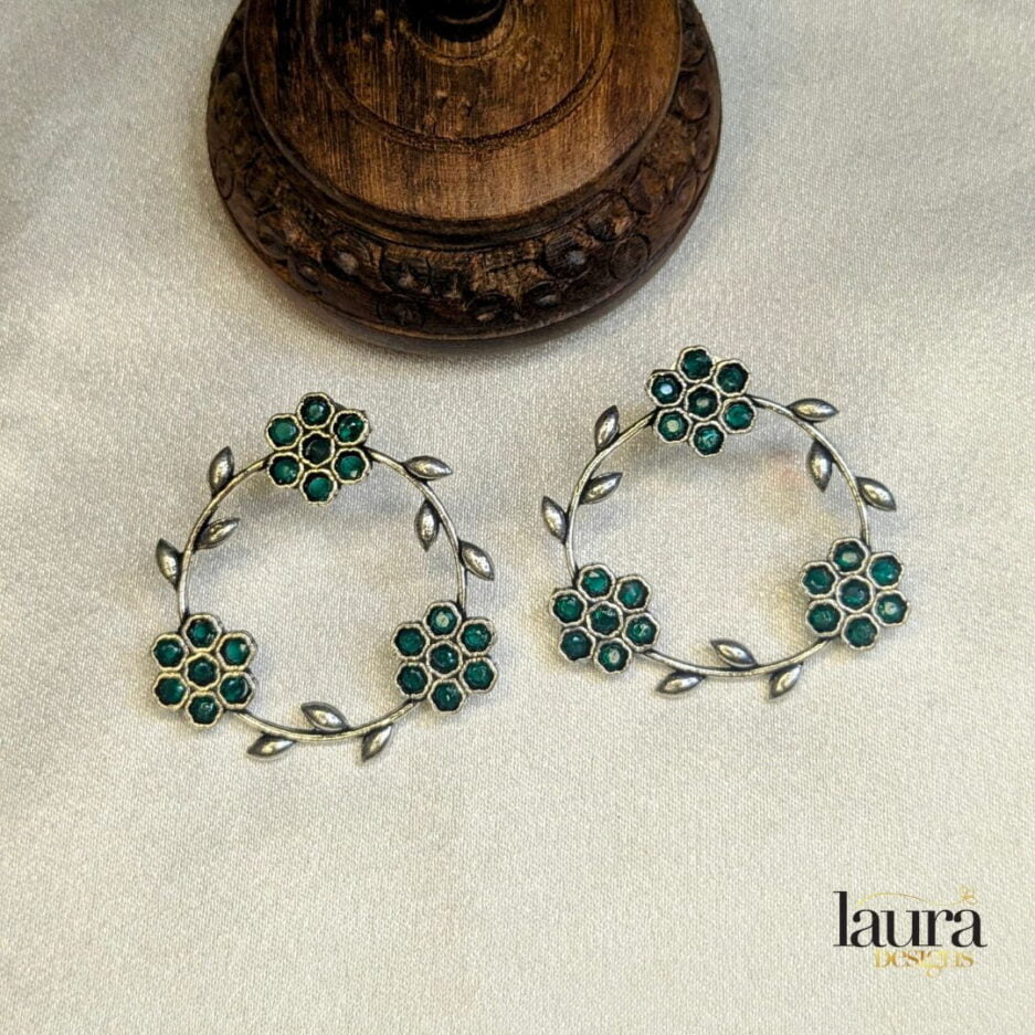 green floral earrings