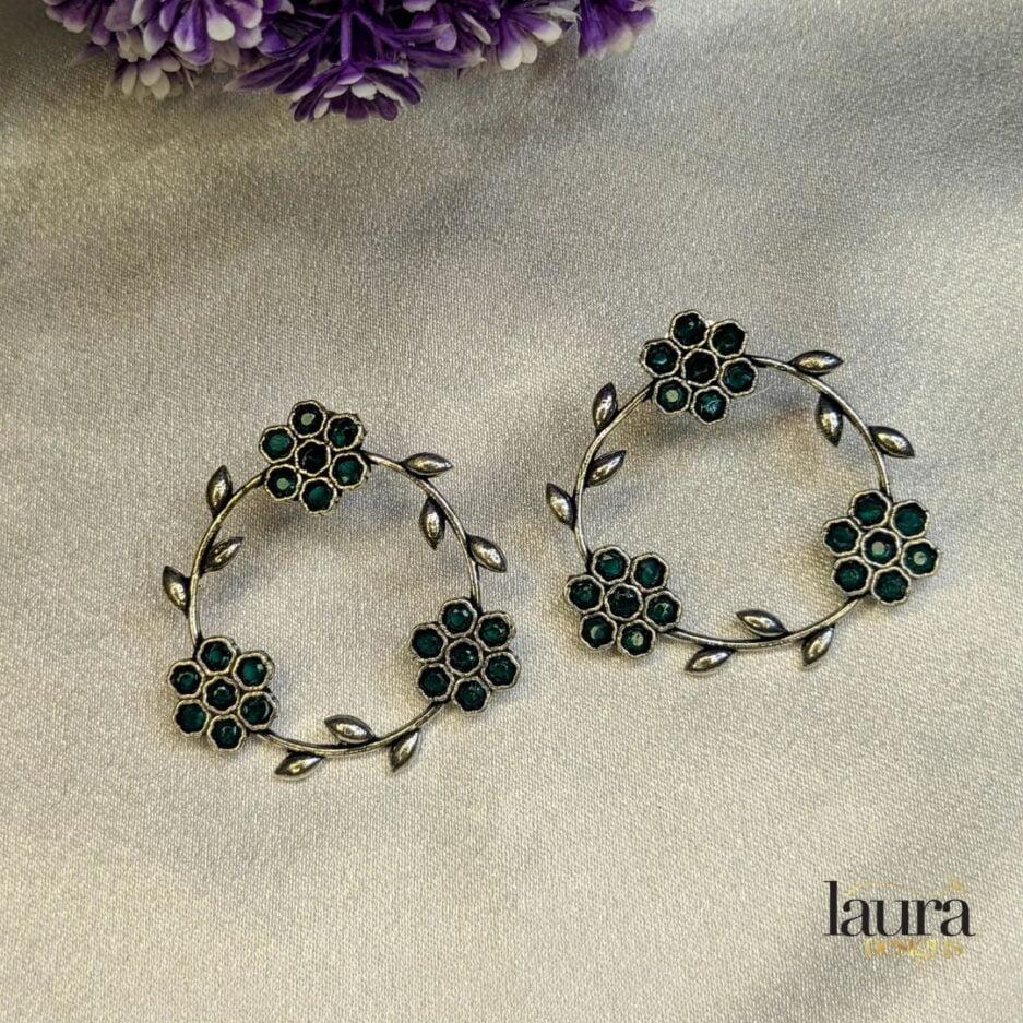 green floral earrings