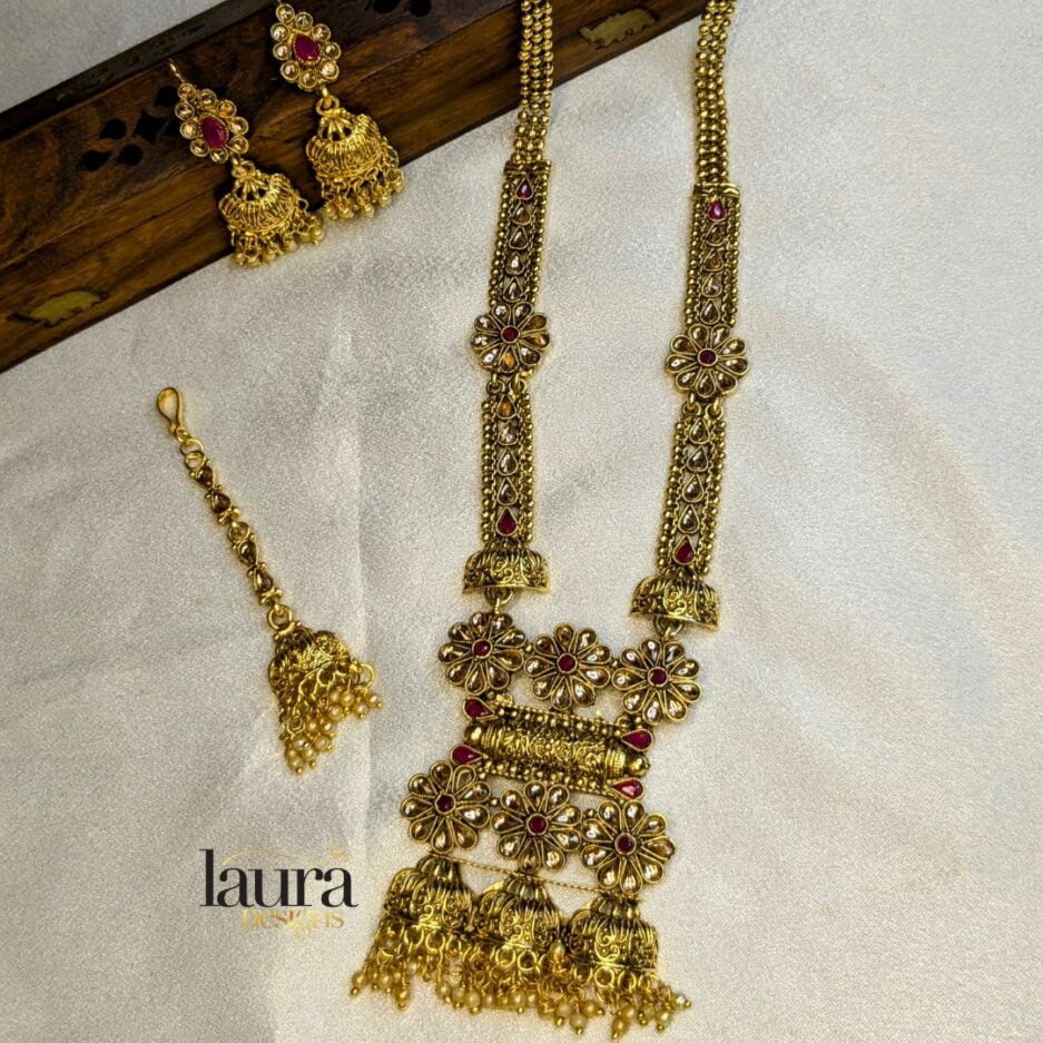 Traditional gold plated haram necklace