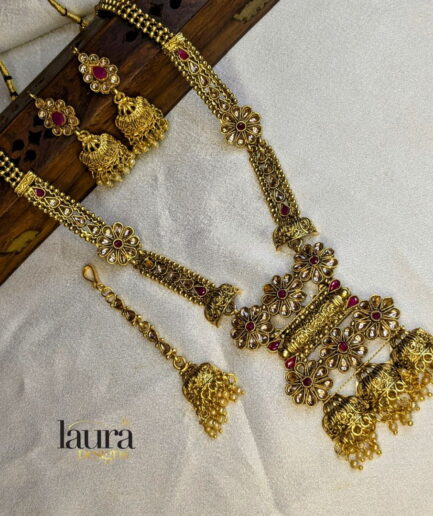 Traditional gold plated haram necklace