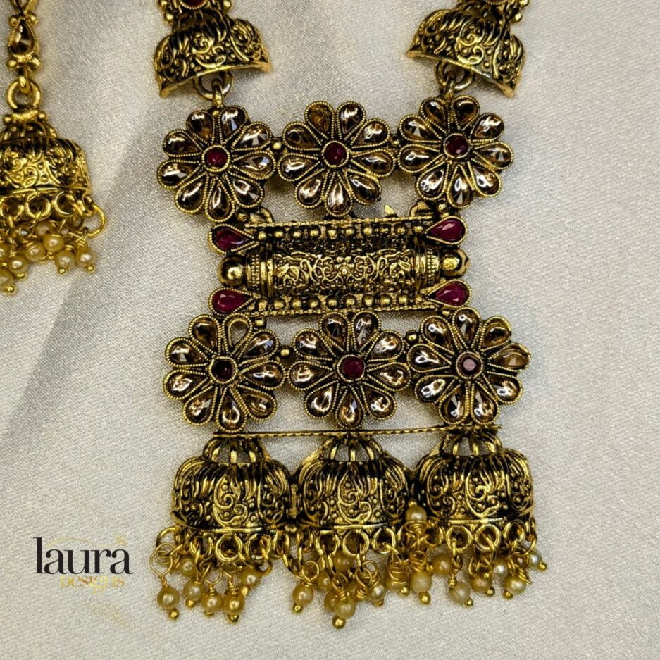 Traditional gold plated haram necklace