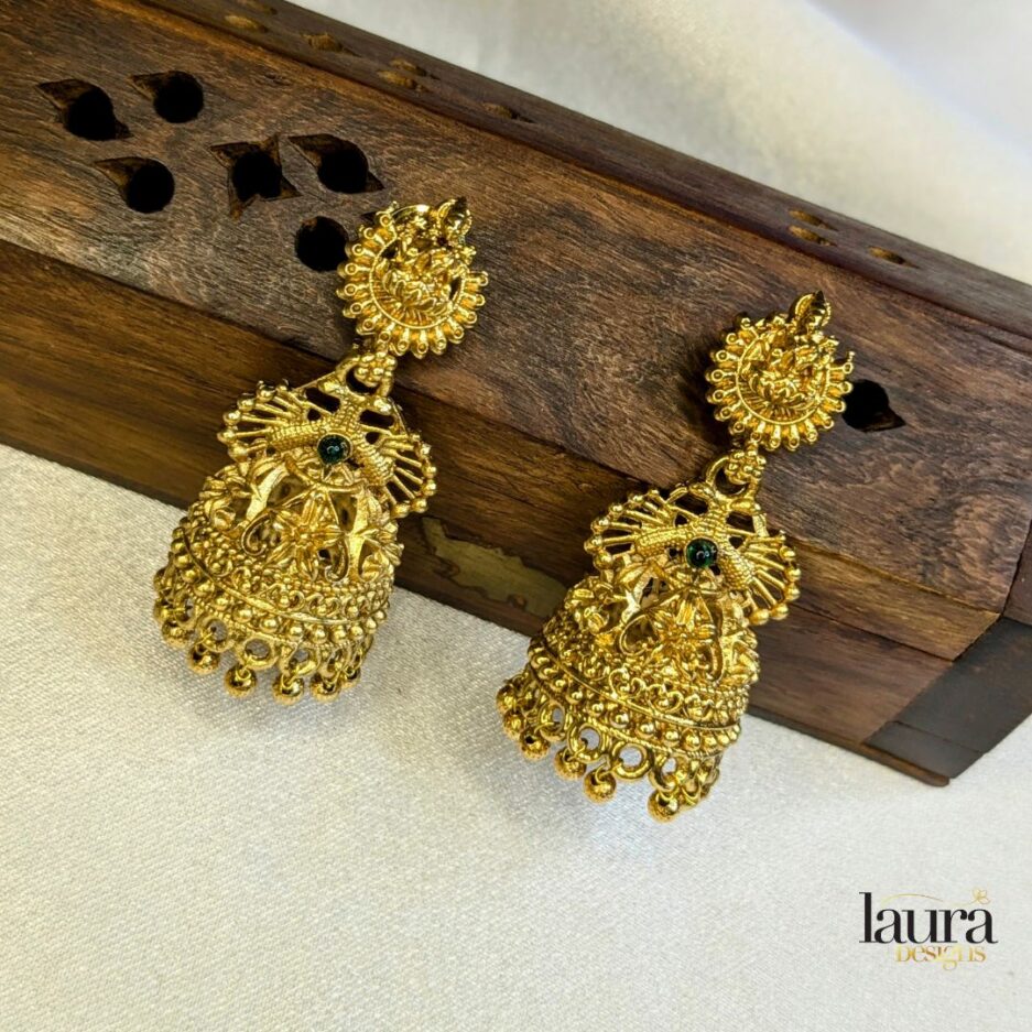 gold plated temple jhumkas