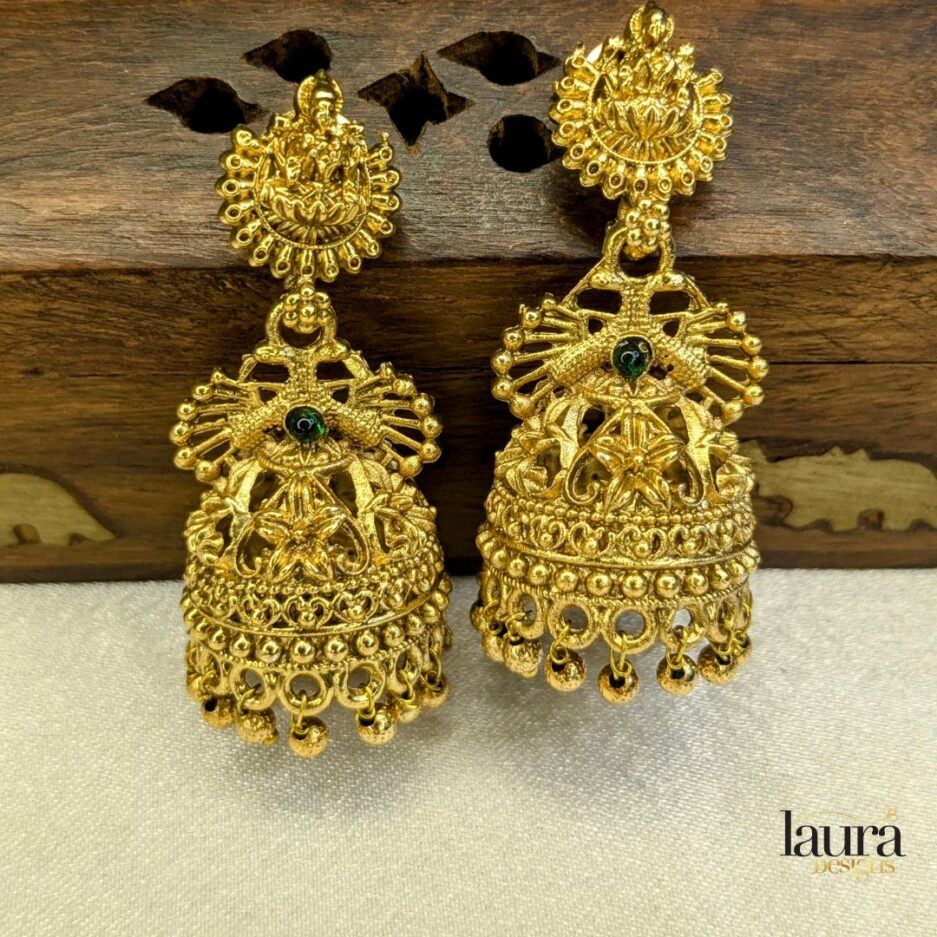 gold plated temple jhumkas