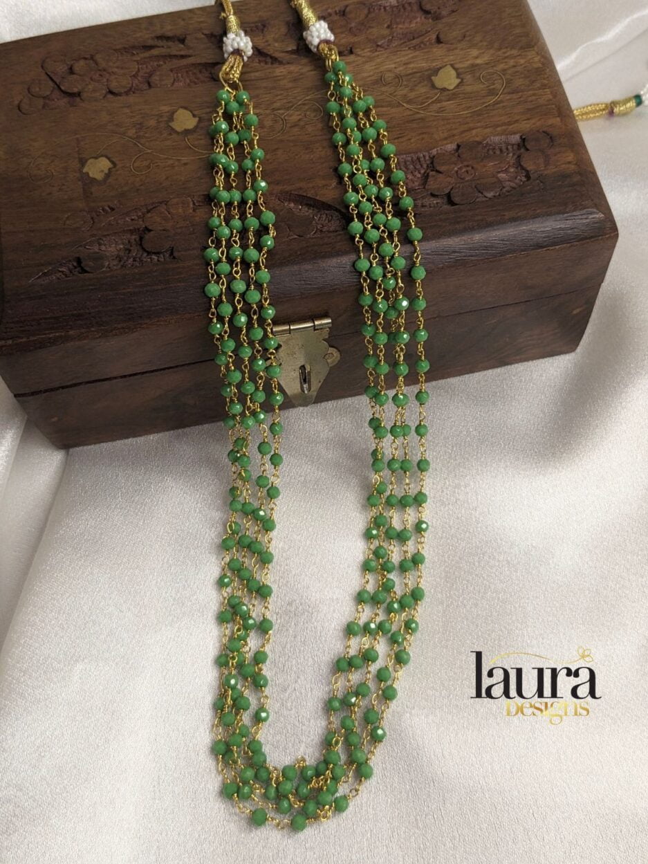 green layered pearl necklace