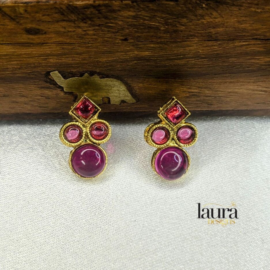 earrings for pink stone traditional necklace