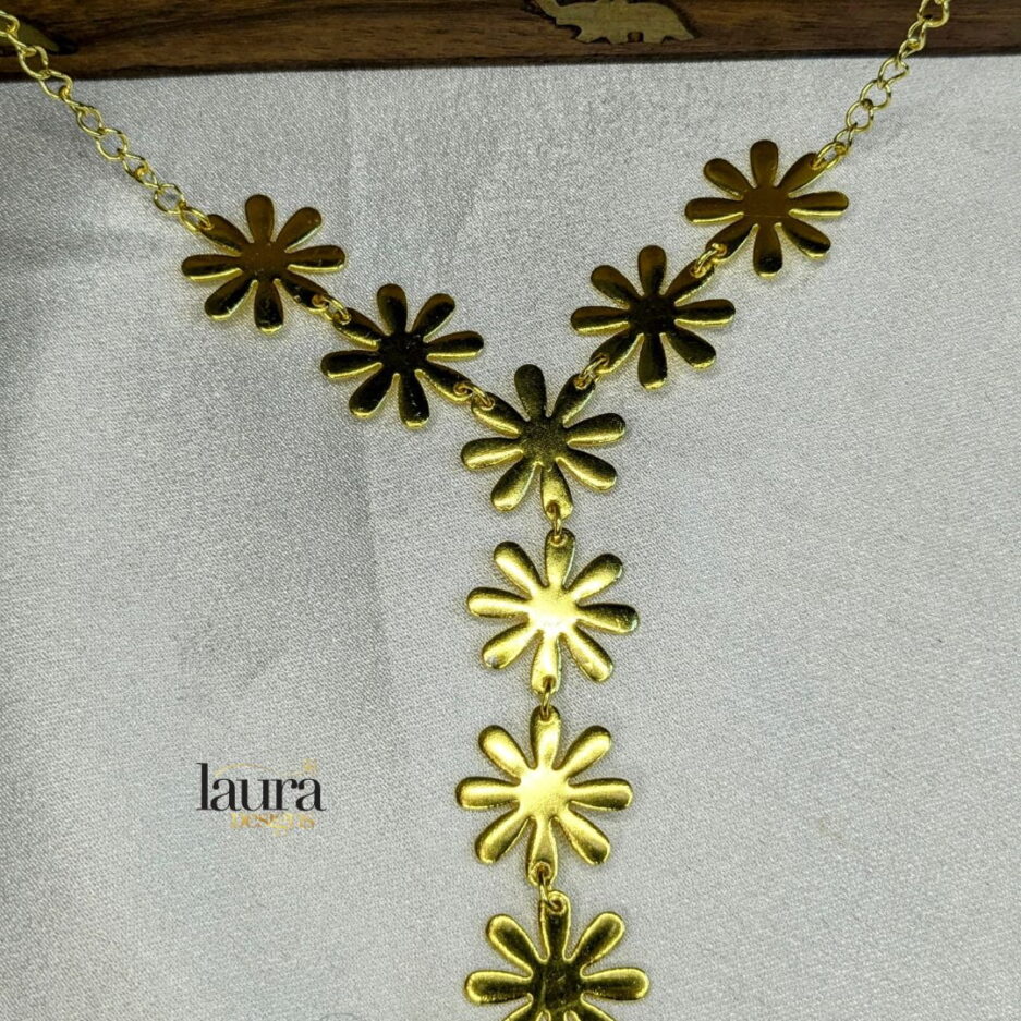 brass floral necklace