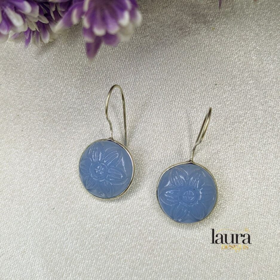 blue oxidised silver earrings