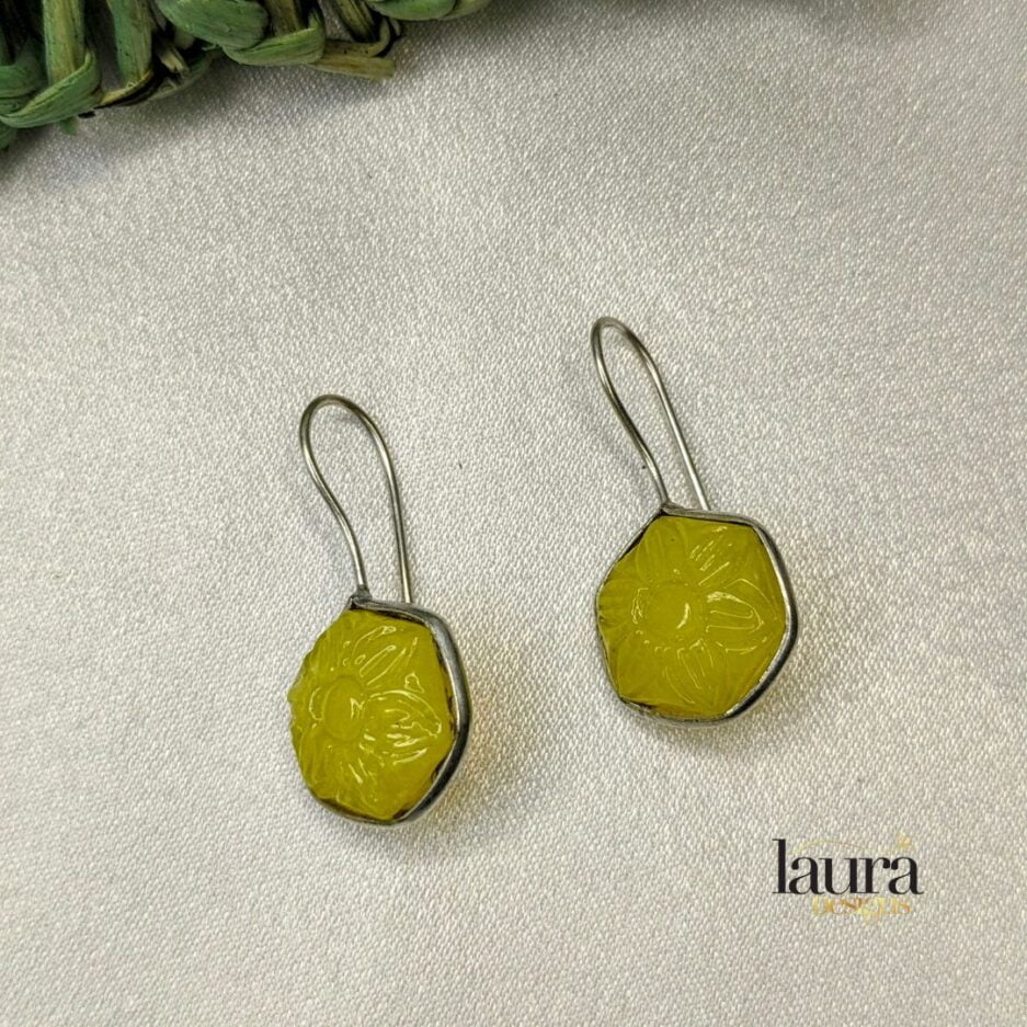 yellow oxidised silver earrings