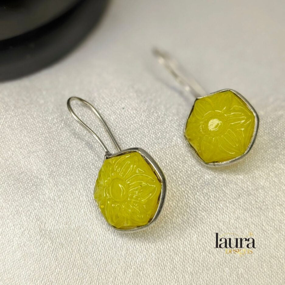 yellow oxidised silver earrings