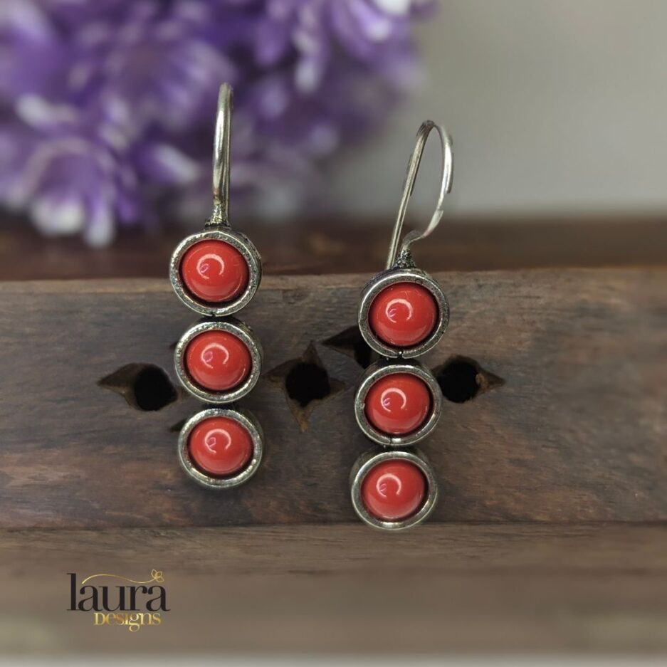 orange stone earrings