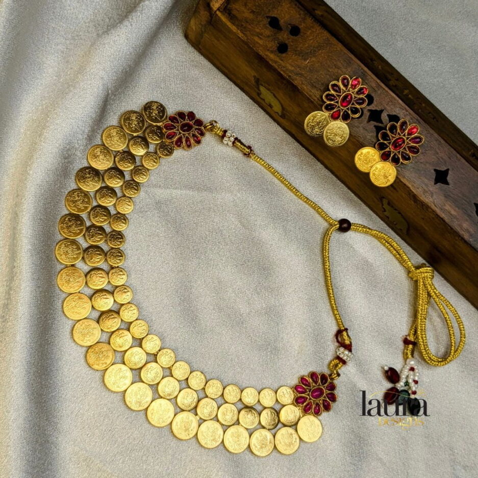 pink stone traditional necklace set