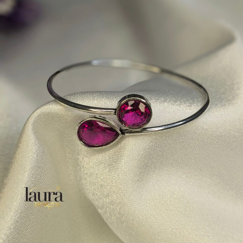 glossy pink stone bangle