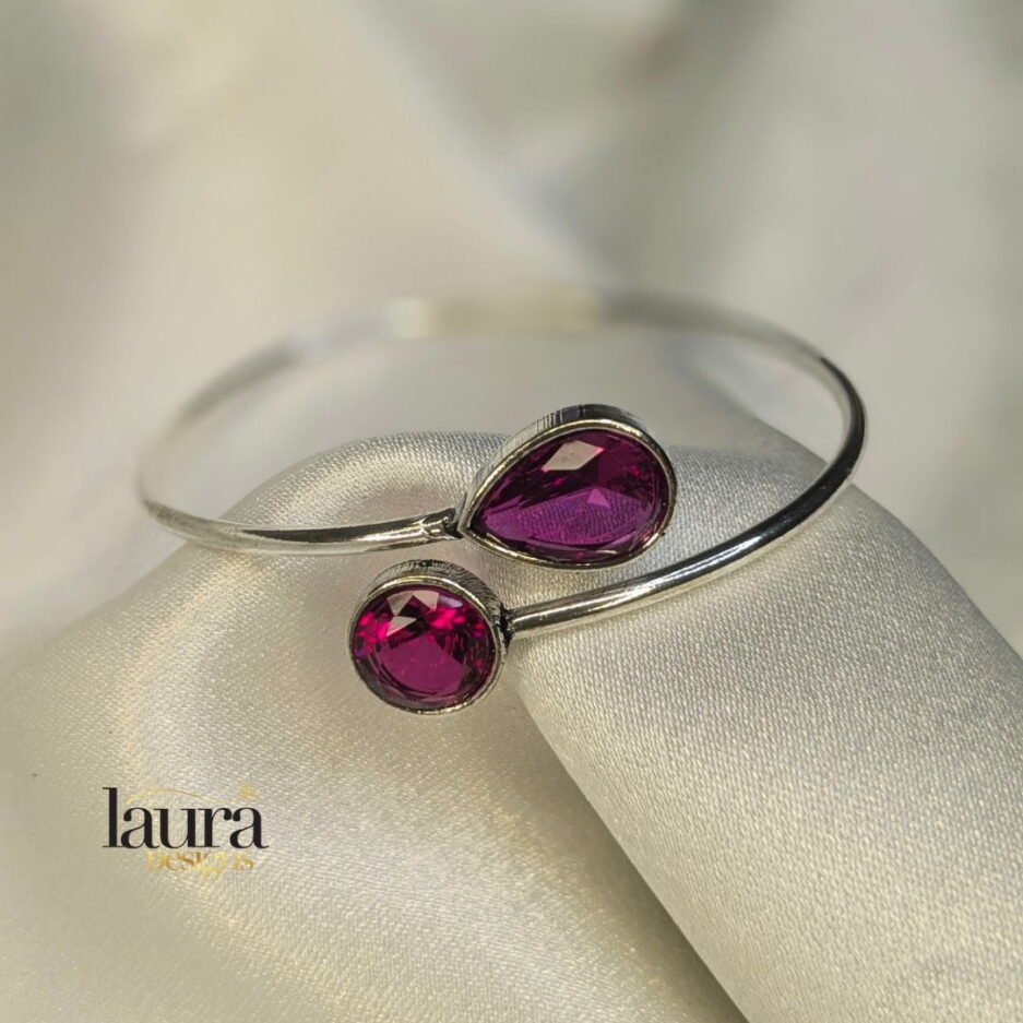 glossy pink stone bangle