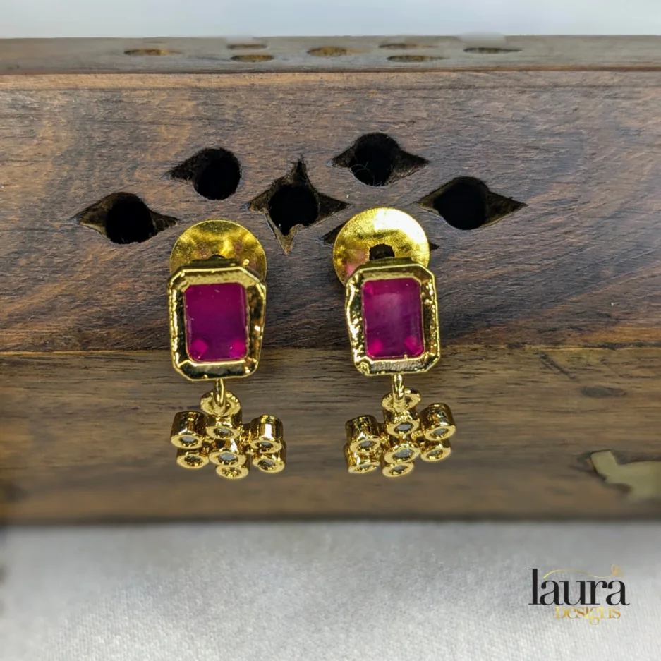 AD Earrings with red stone