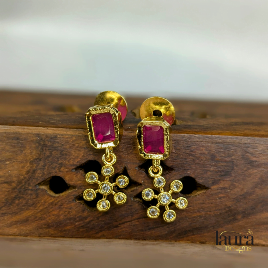 AD Earrings with red stone