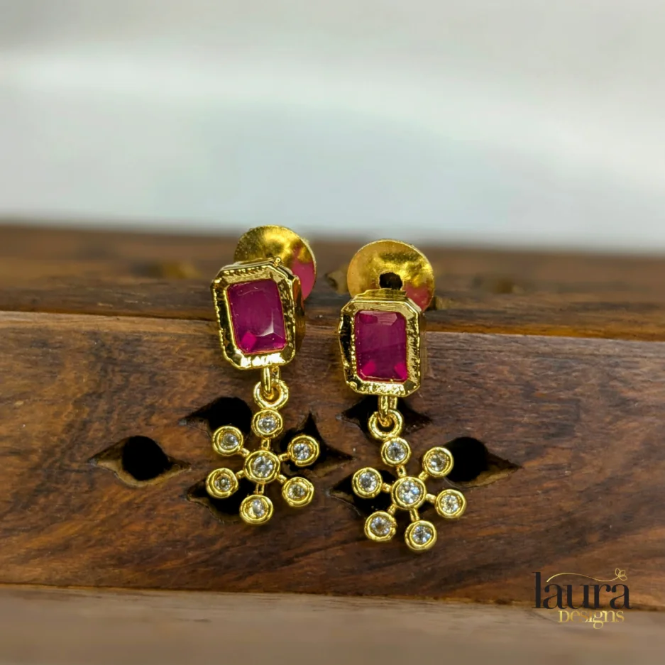 AD Earrings with red stone