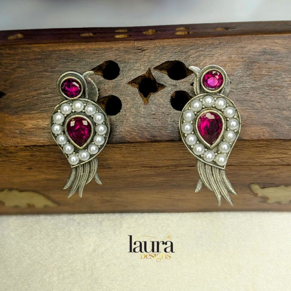 pink stone earrings