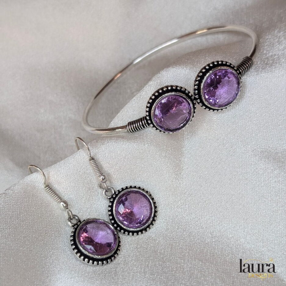 purple bangle with earrings combo