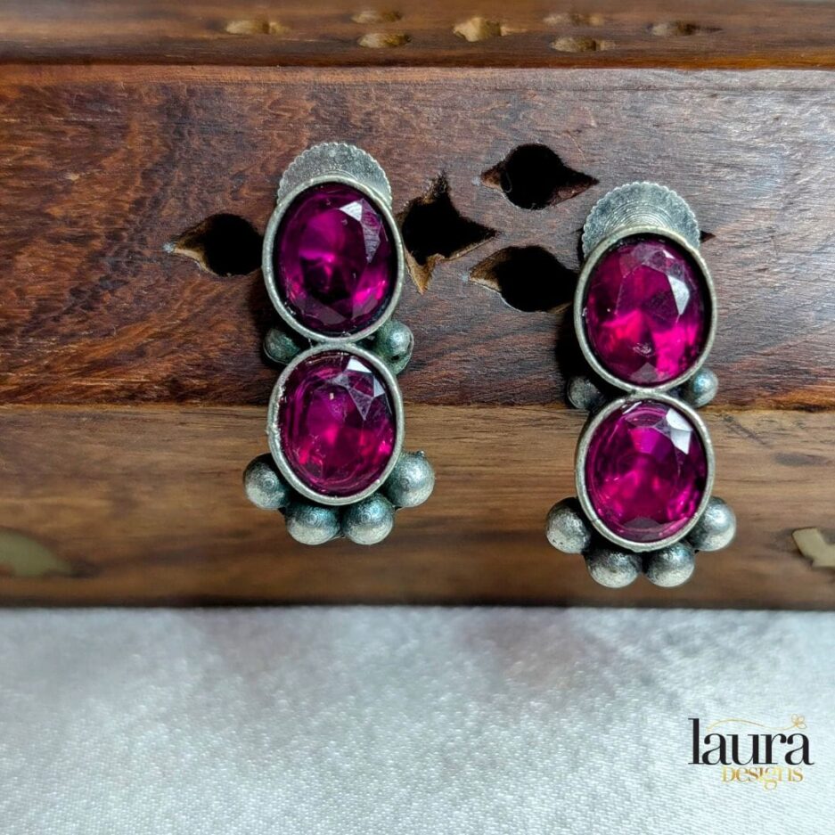 Pink stone earrings