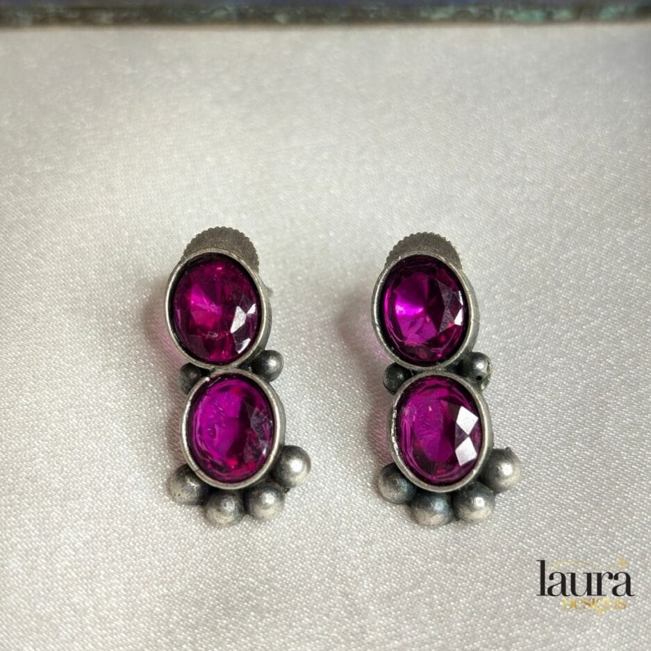 Pink stone earrings