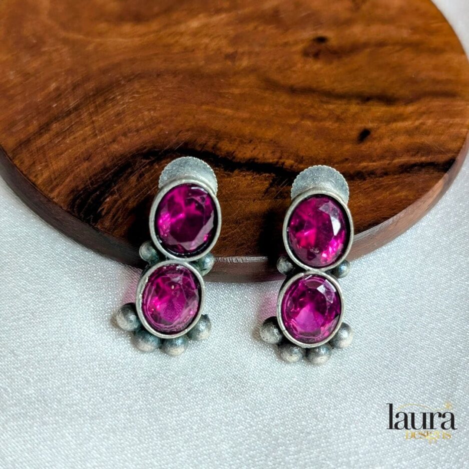 Pink stone earrings