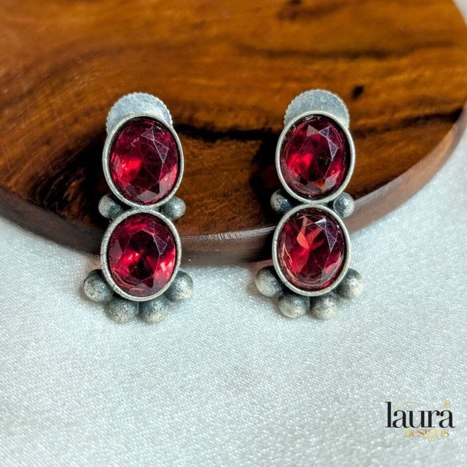 Red stone earrings