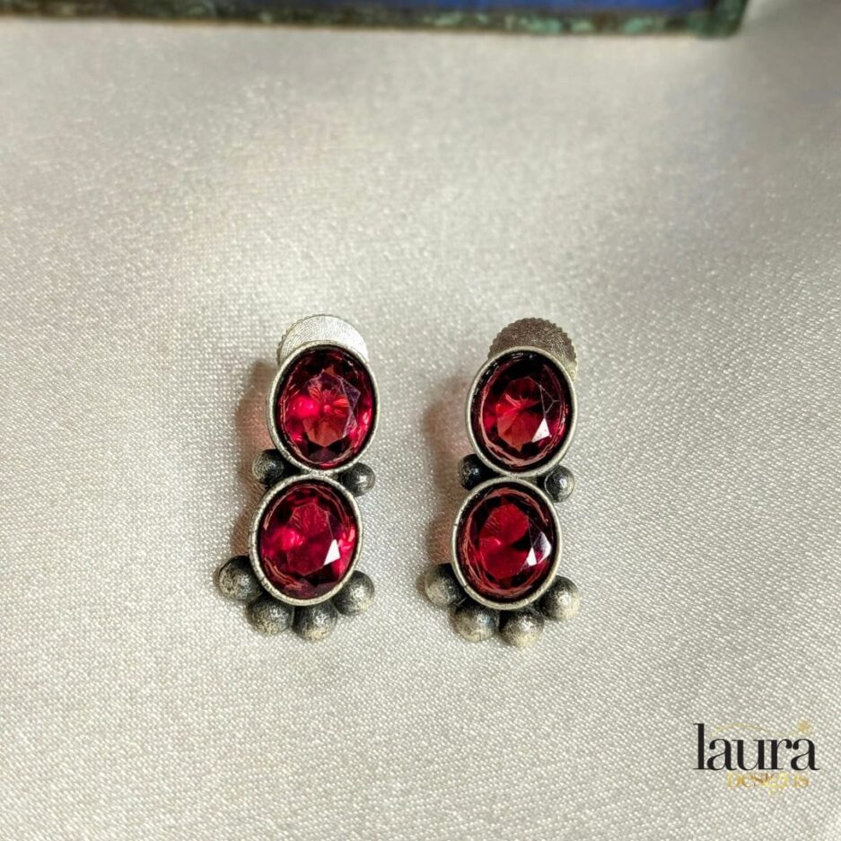 Red stone earrings