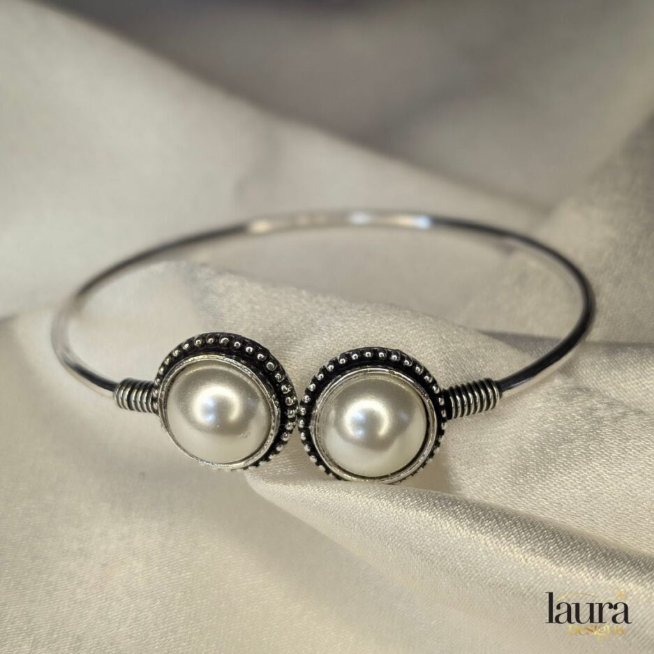 Silver Polish Brass PearlBangle