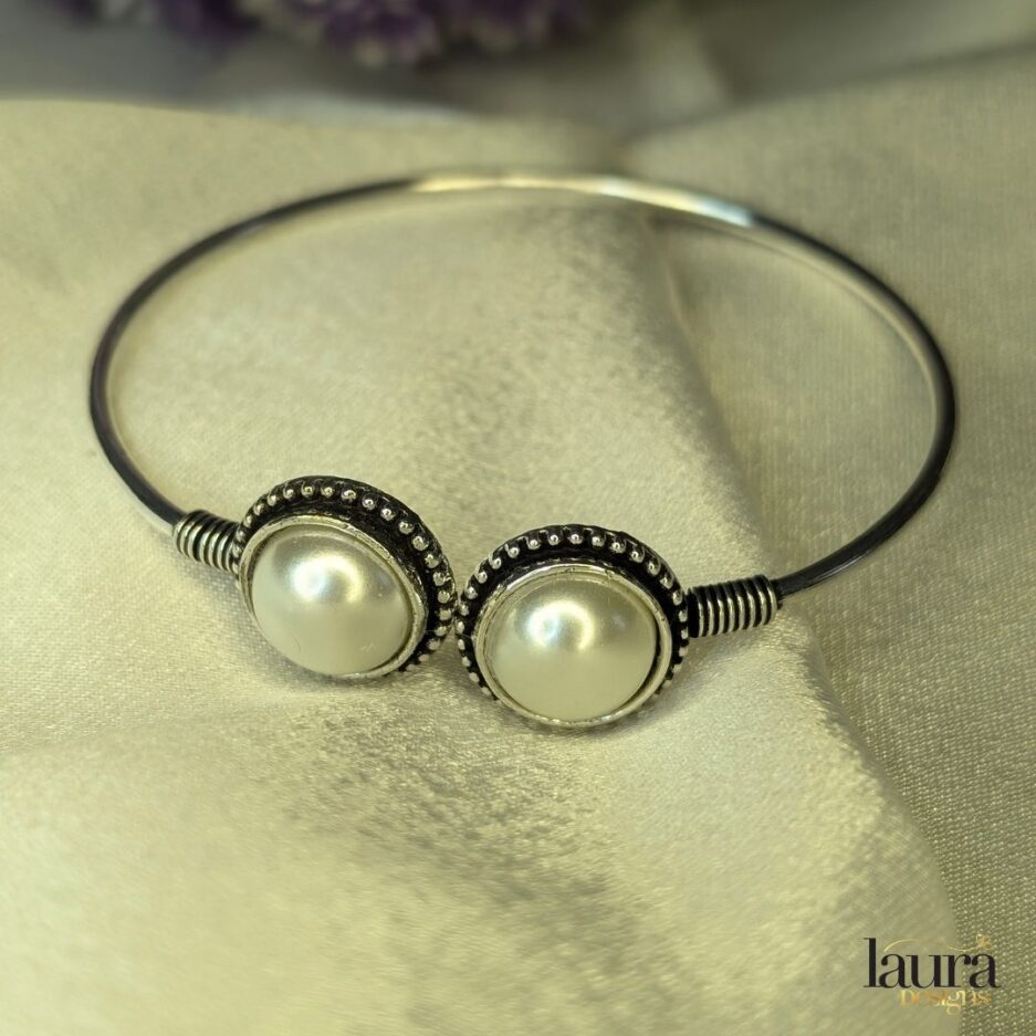 Silver Polish Brass PearlBangle