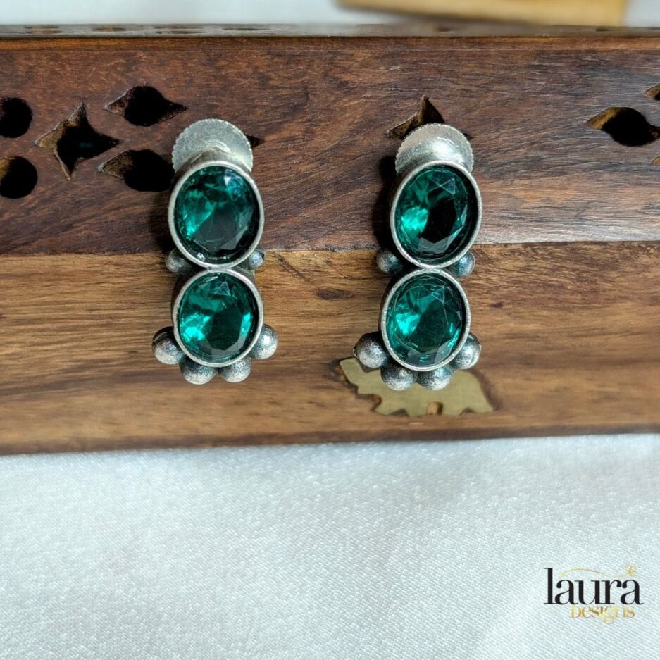 green stone earrings