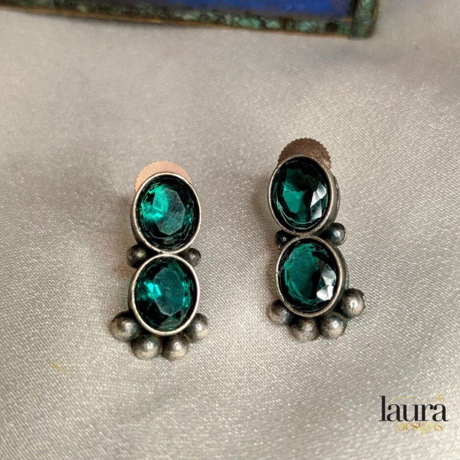 green stone earrings