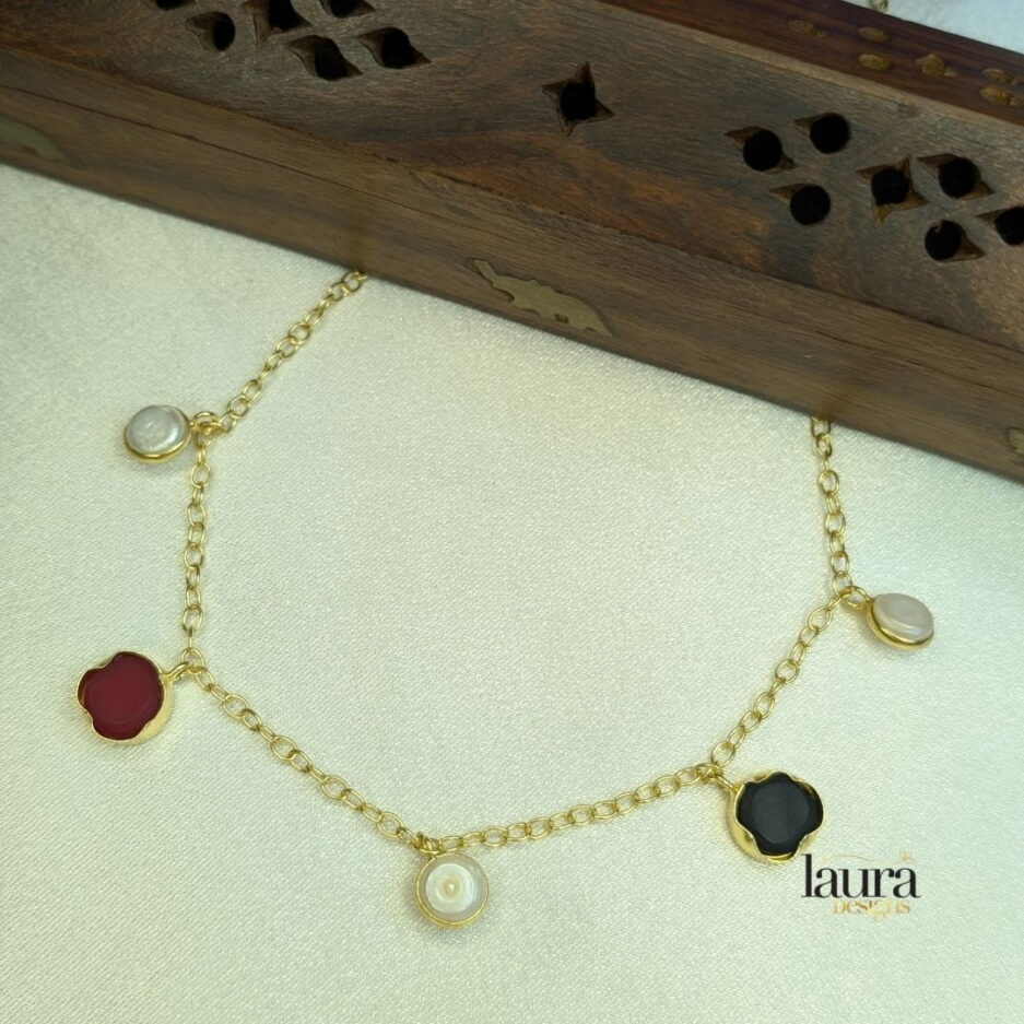 red and black stone necklace