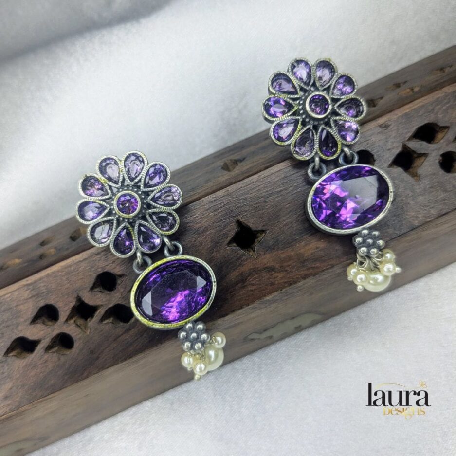 Lavender stone dangler earrings