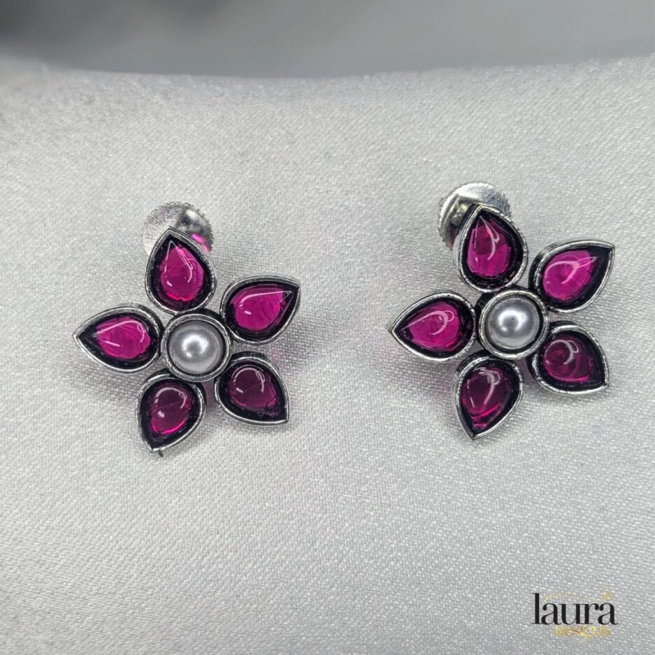 pink and pearl stone studs