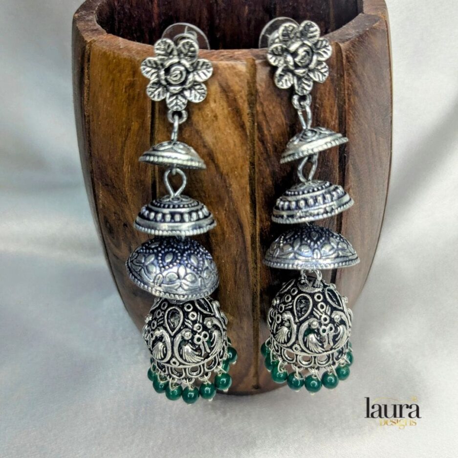 green jhumkas