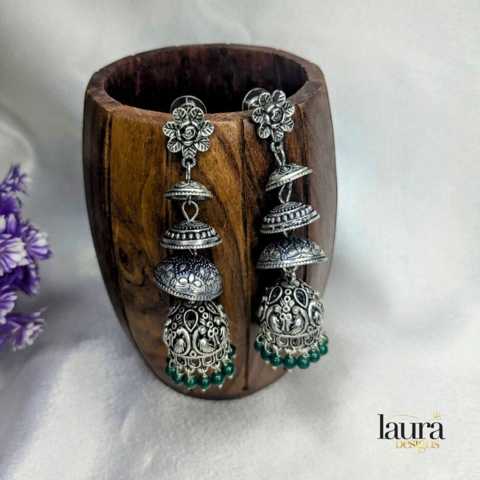 green jhumkas