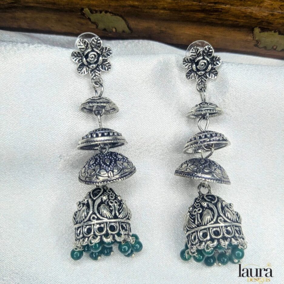 green jhumkas