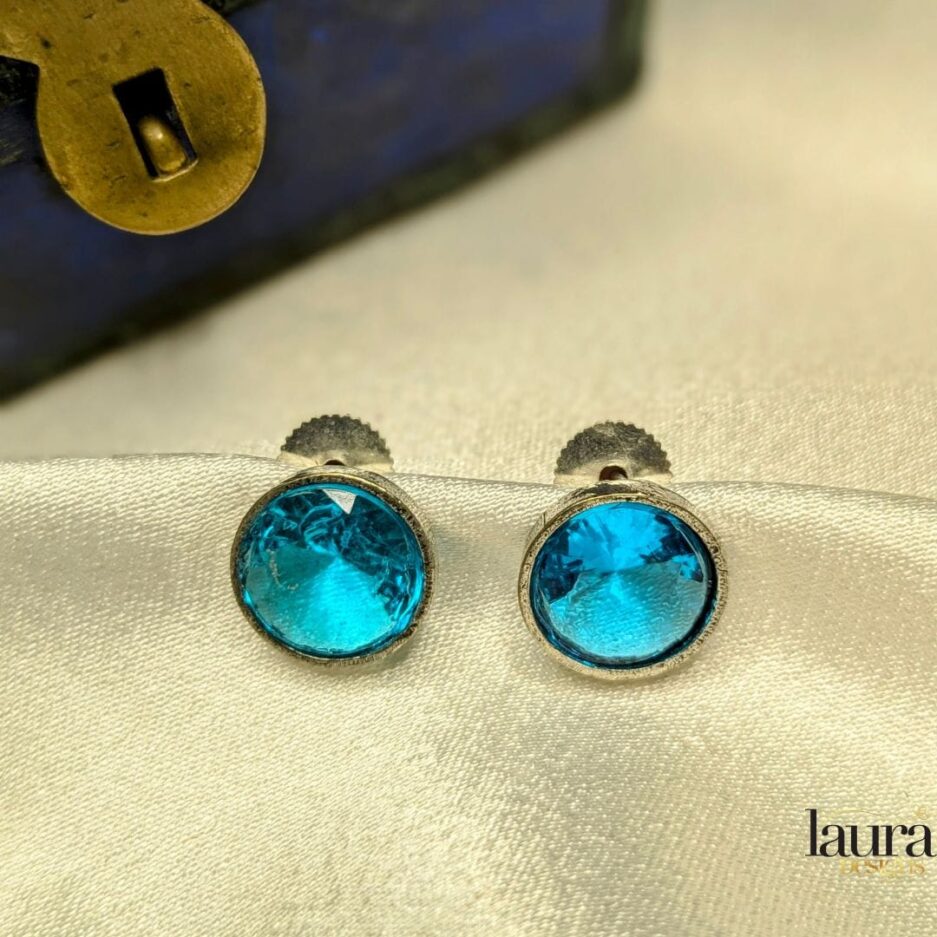 aqua blue stone studs