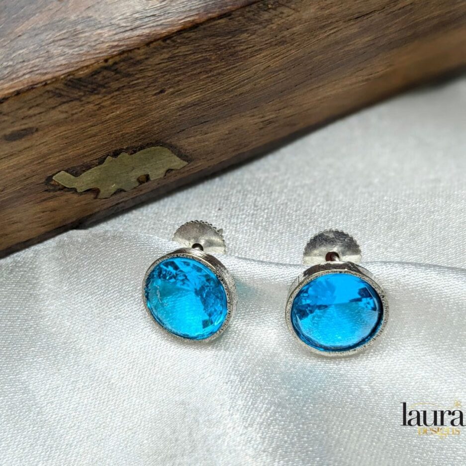 aqua blue stone studs