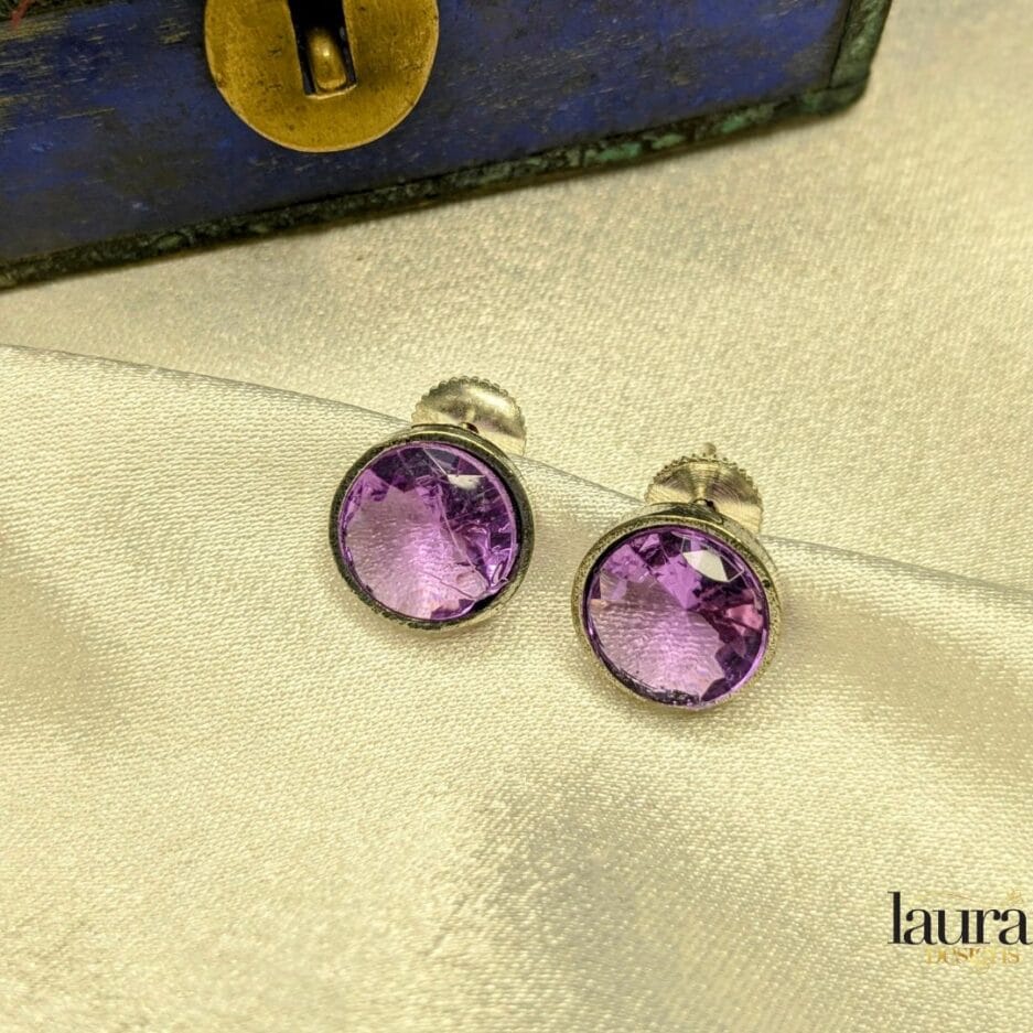 purple stone stud earrings