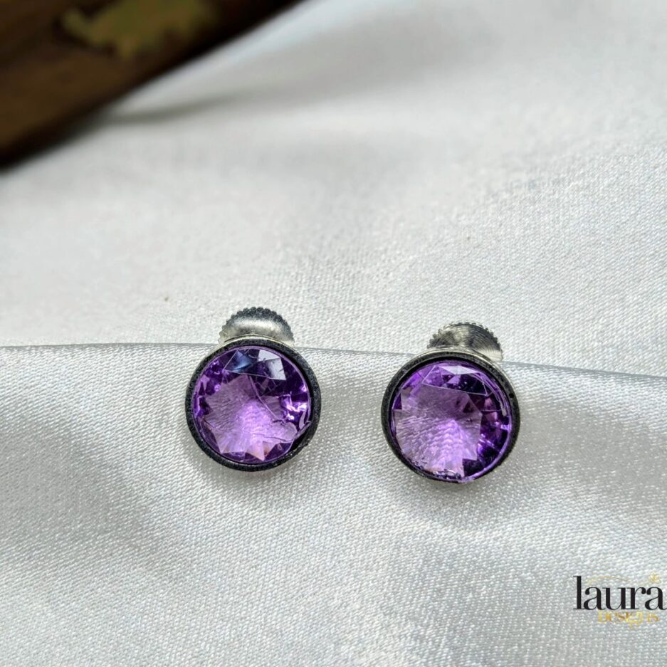 purple stone stud earrings