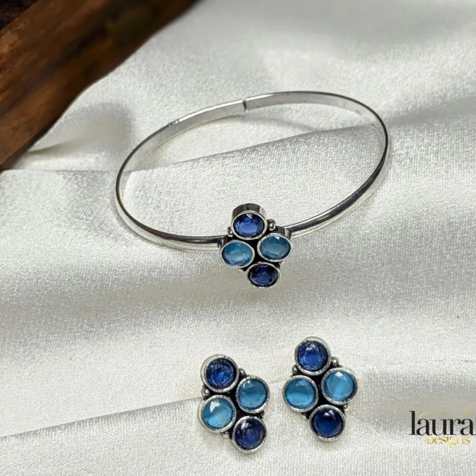 blue bangle earrings combo set