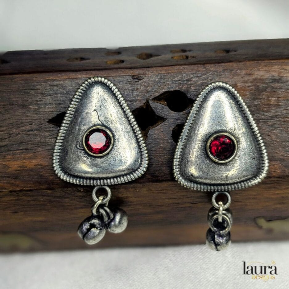 silver red studs