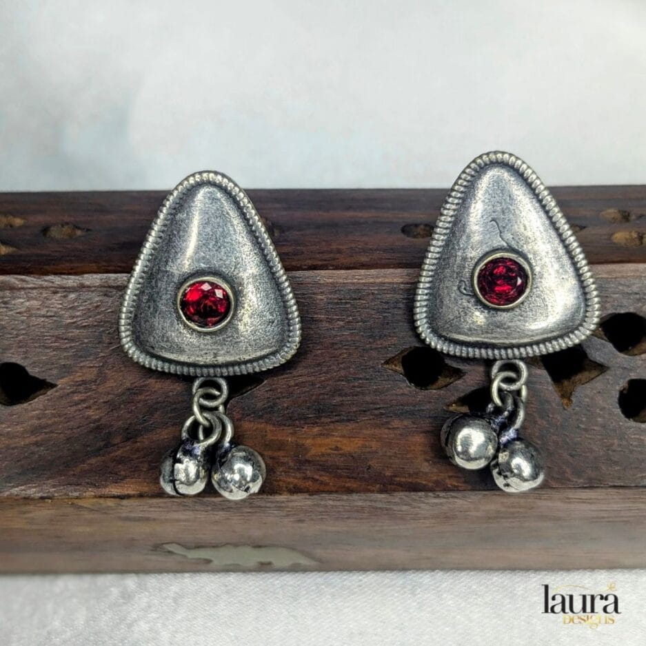 silver red studs