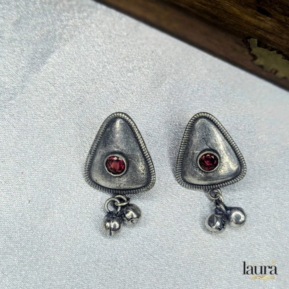 silver red studs